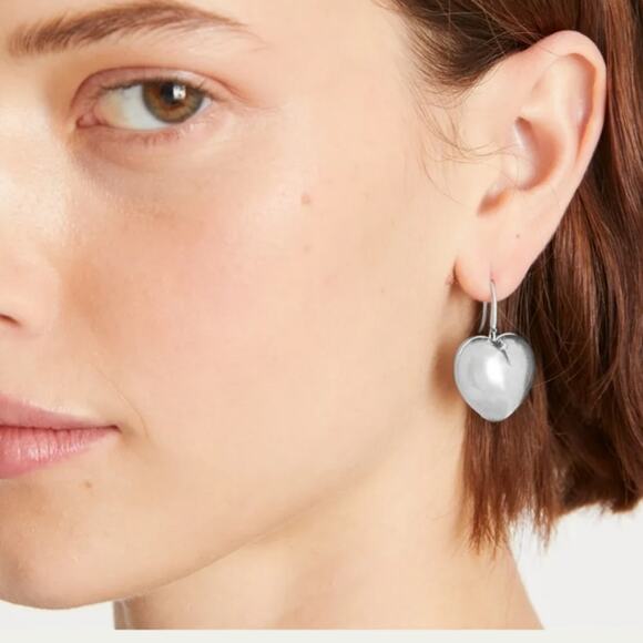 Tory Burch Heart Locket Earrings In Antique Pewter - Picture 15 of 15